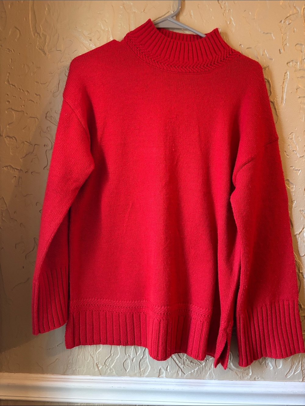 Tahari Bright Red Mock Neck Sweater
